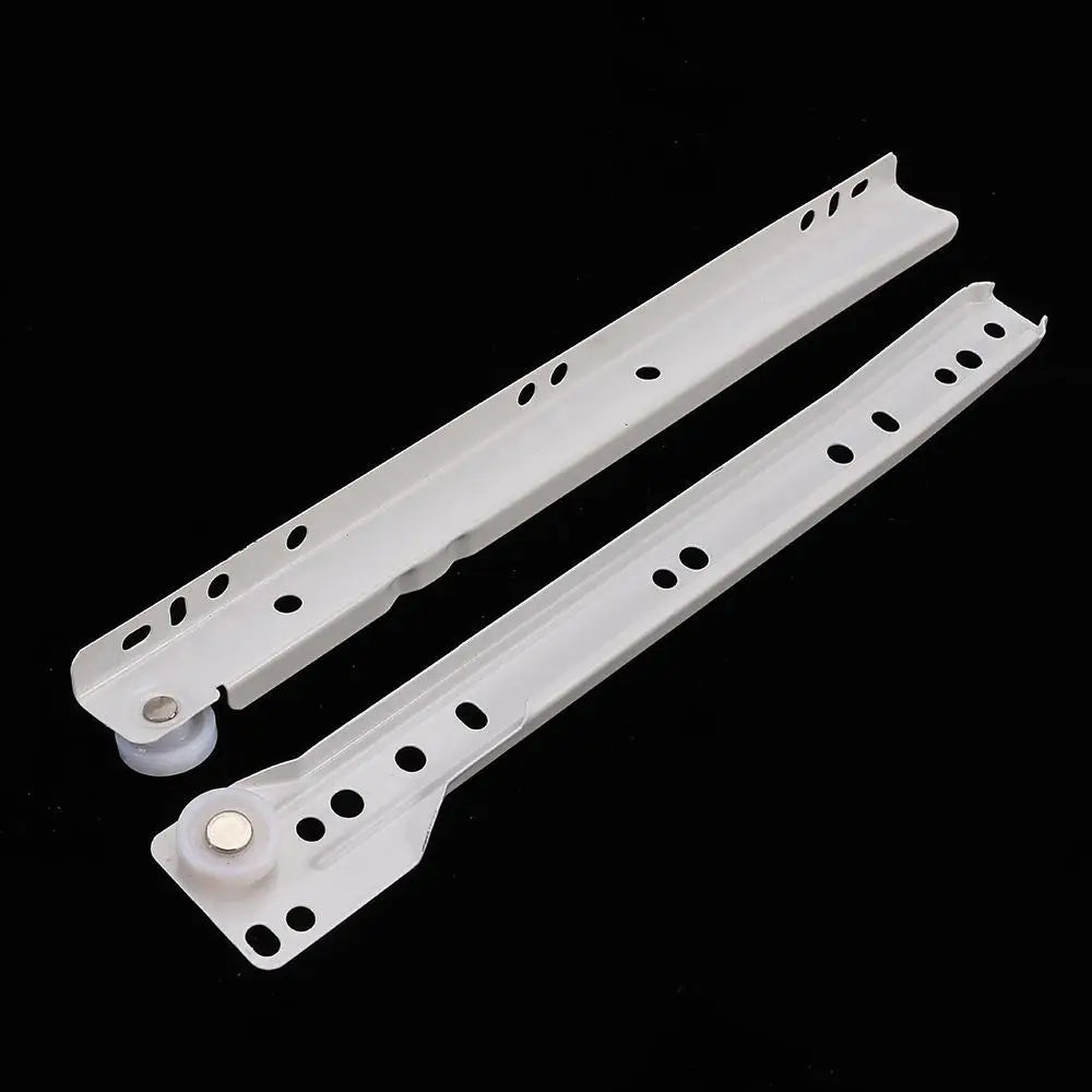 1Pair Chute Cabinets Keyboard Roller Pulley Furniture Slides Mute Two Section Drawer Track Slides Cabinet Rails