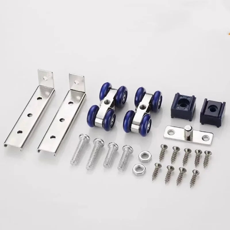 2pcs/set Sliding Door Roller Slide Doors Pulley 4 Wheels Hanging Wheels Rail Track Pulley Home Replacement Hardware