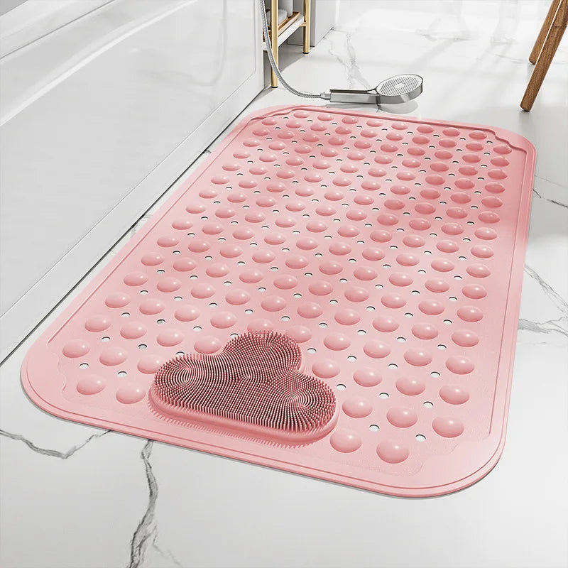 1Pc Shower Mat with Suction Cups and Drainage Holes, Shower Mat with Massage Cushion, Large Shower Bath Mat for Bathroom Shower