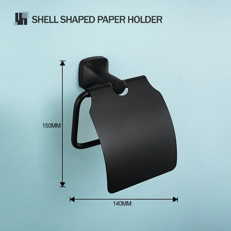 Black Bathroom Accessories Stainless Steel Wall Mounted Bath Towel Holder Robe Hook Toilet Brush Paper Towel Holder Pendant