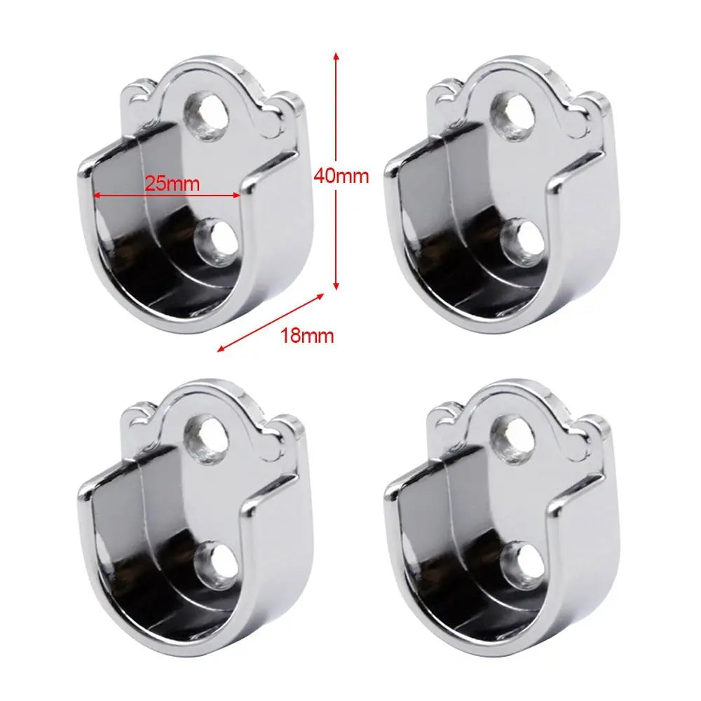 4PCS Bedroom U Shaped Closet Rod 19/22/25mm Shower Curtain Curtain Rod Bracket Flange Rod Holder Rail Holder Clothes Hanging