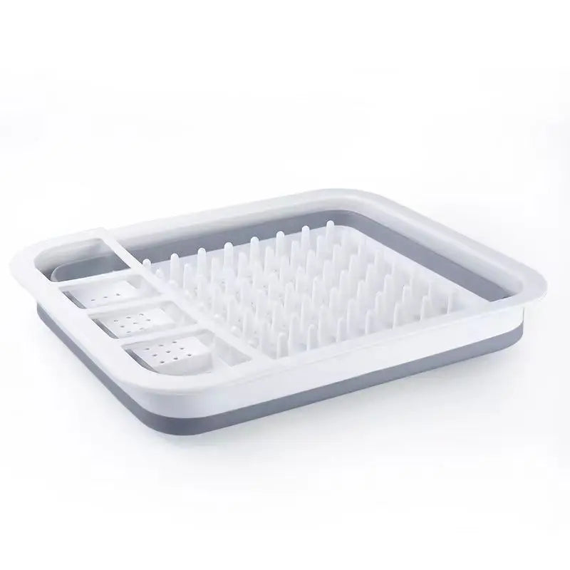 Foldable Dish Drying Rack with Utensil Holder,Space-Saving Plastic Plate Rack for Home,RV,Camping,Foldable Sink Drain for Travel