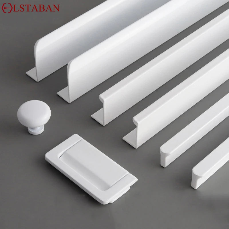 Modern Simple White Long Cabinet Handle Kitchen Cupboard Furniture Length Door Handle  Wardrobe Closet Hardware Drawer Pull Knob