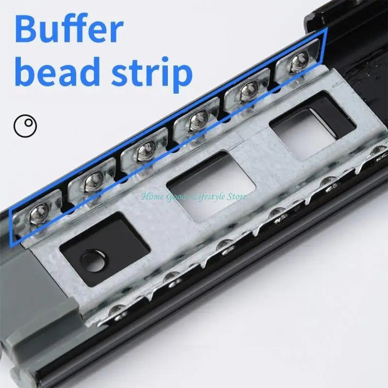 E74E 1Pair Stainless Steel Drawer Slides Buffer Damper Rails Soft Close Drawer Track Hardware Easy to Install