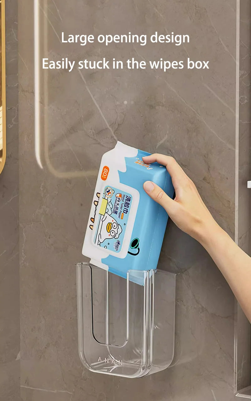 Bathroom Non Perforated Wall Mounted Wet Tissue Storage Box with Large Opening and Strong Load-bearing Capacity