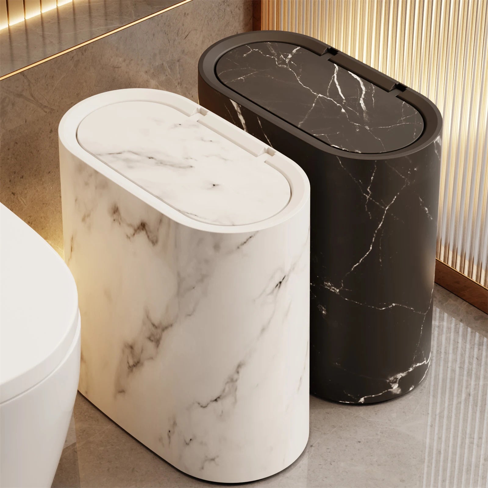 Bathroom Trashcans with Lids Narrow Wastebasket Modern Waste Basket for Home School Office Apartment