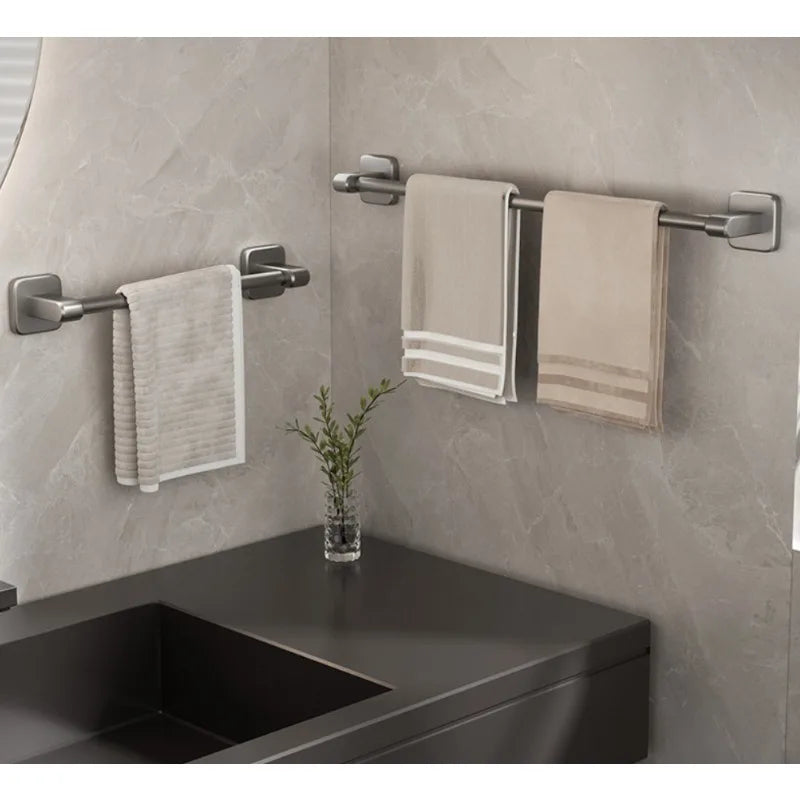 Wall Mounted Towel Rack Bathroom Storage Rack No Drilling Bathroom Horizontal Bar Towel Rack Kitchen Bathroom Accessories