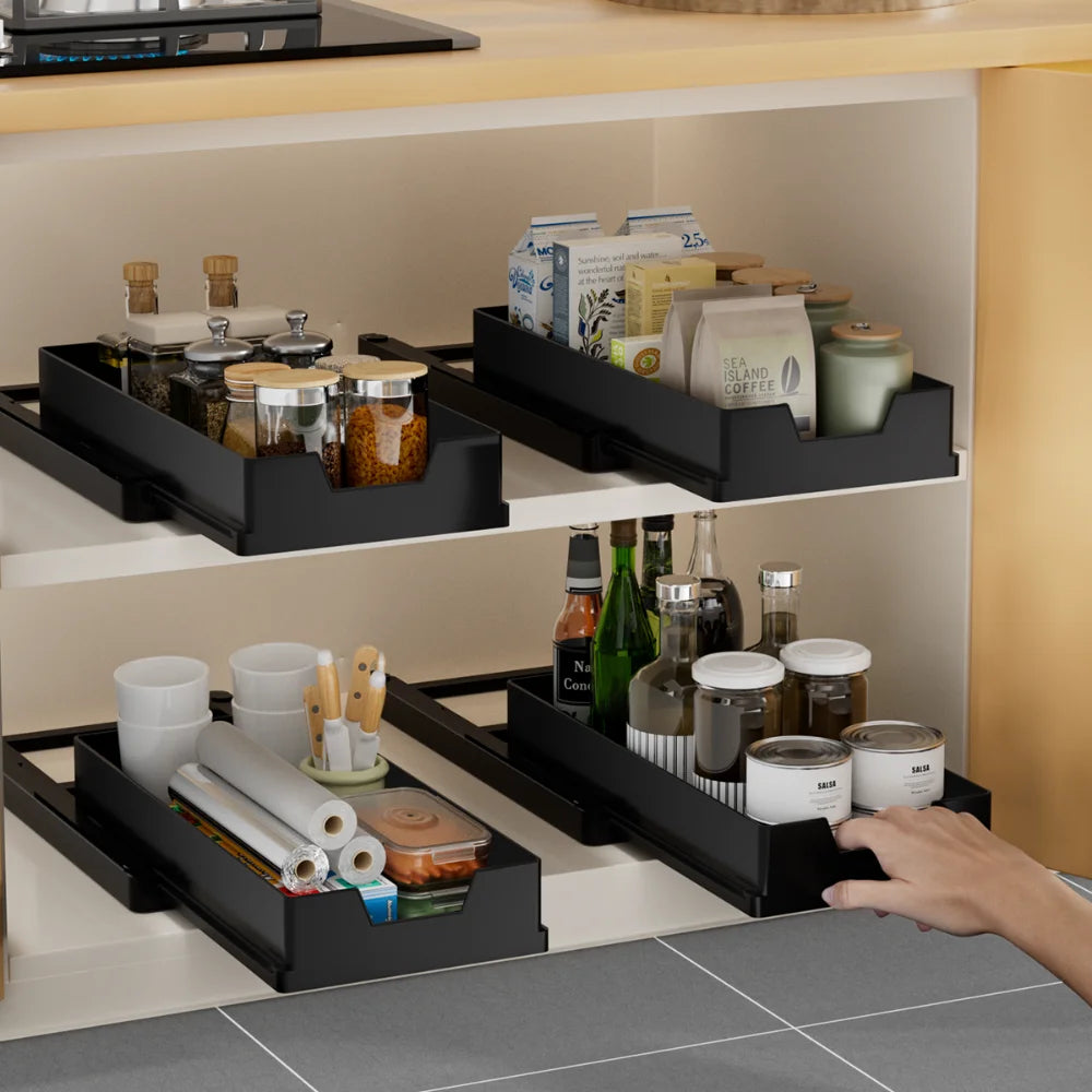 1Pcs Kitchen Storage Rack With Pull-Out Rack Kitchen Drawer Type Storage Tray Spice Box Storage Rack Household Cabinet Organizer