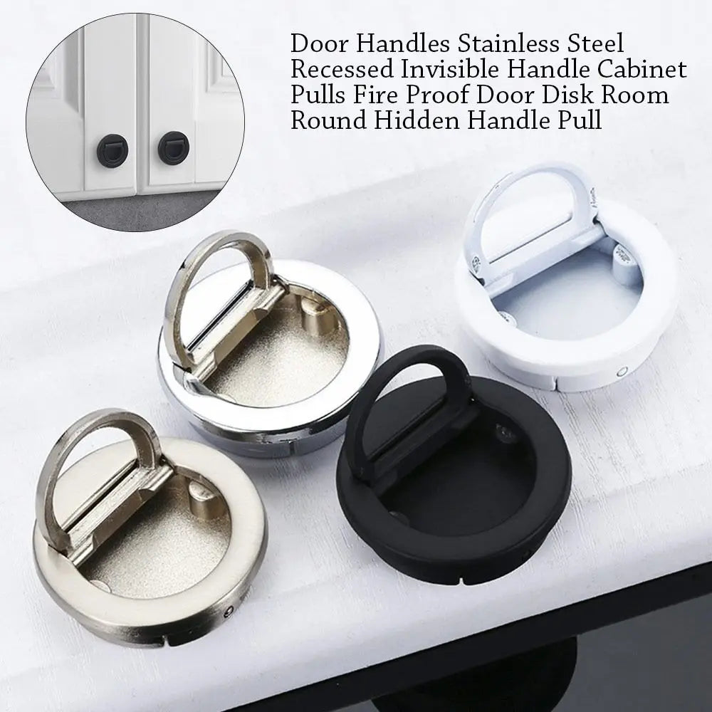 Modern Stainless Steel Door Handles Round Cupboard Tatami Cabinet Handle Pull Wardrobe Recessed Door Knob Tatami