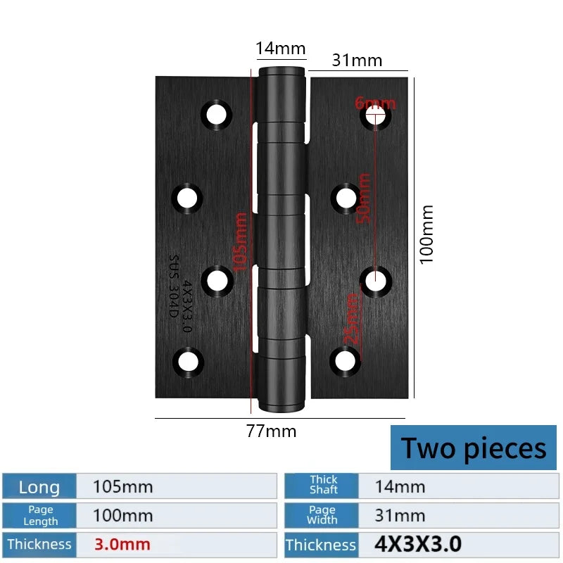 A Pair Of Stainless Steel Door Butt Hinges Furniture Hardware Decorative Accessories 4/5 Inch High-Quality Folding Hinges