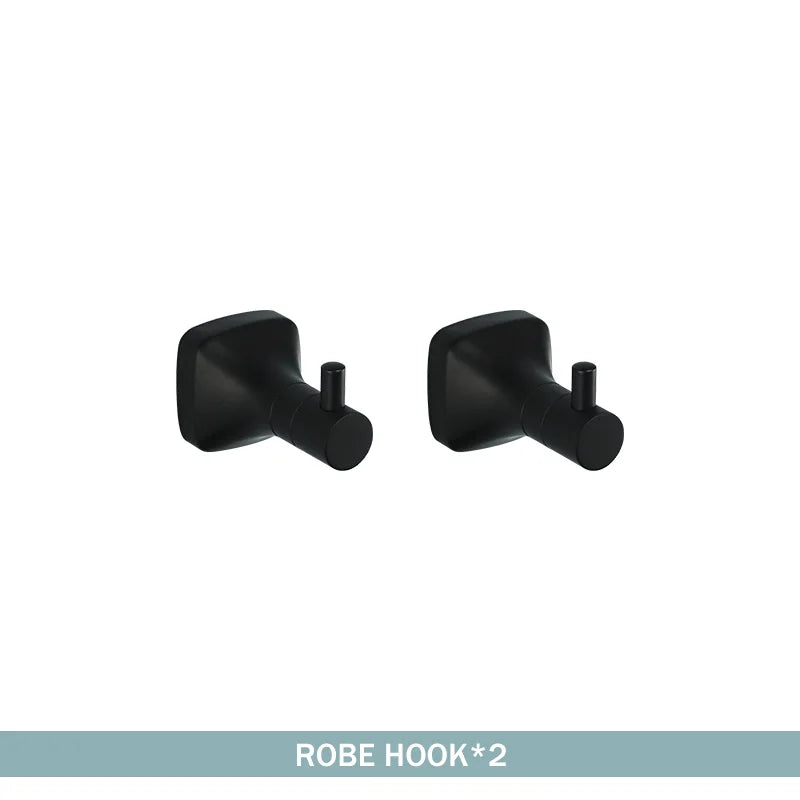 Matte Black Bathroom Accessories Set Wall Mount Stainless Steel Clothes Hook Toilet Paper Holder Towel Bar Hardware Pendant
