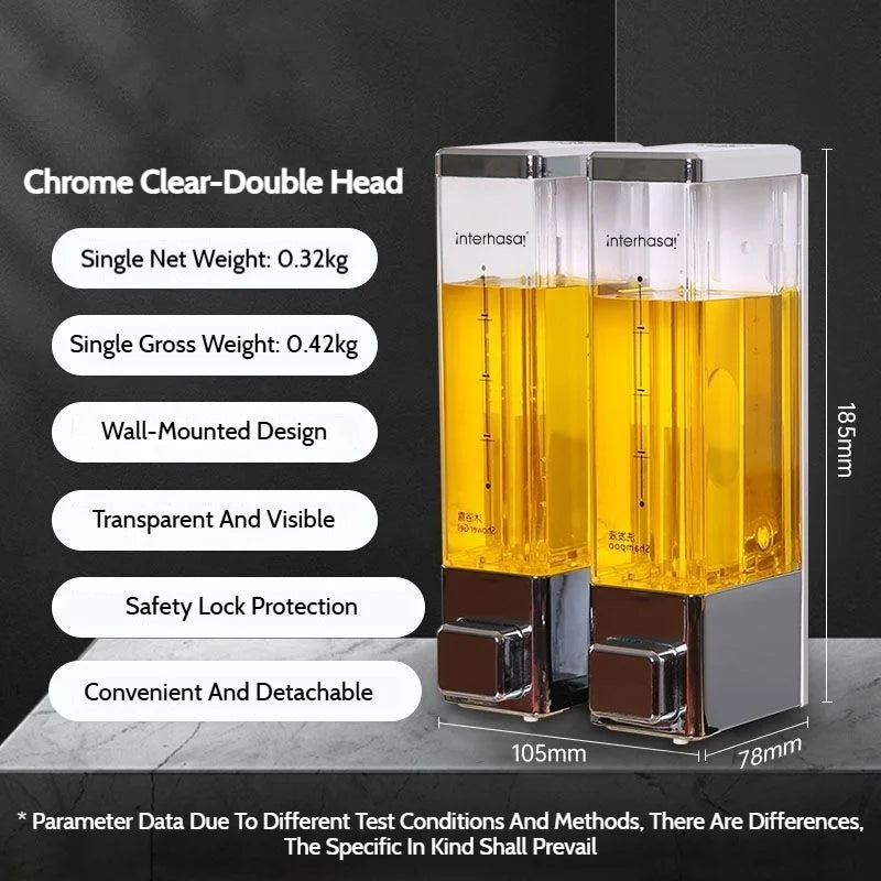 Bathroom Chrome Single/Double Soap Dispenser Wall Shower Bath Shampoo Gel Dispenser Bathroom Accessories Liquid Soap Container
