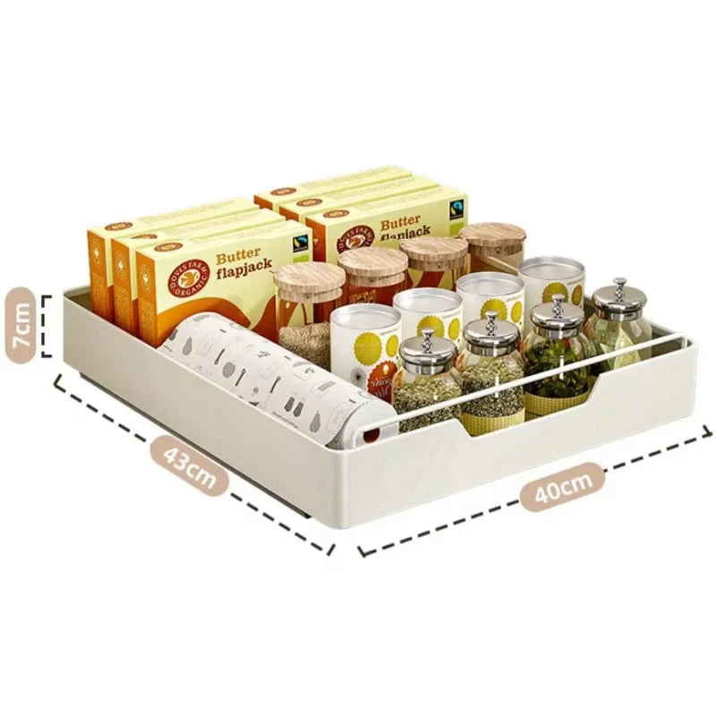 1pc Kitchen Storage Rack with Slide Rails Pull-out Kitchen Drawer Type Storage Tray Spice Box Storage Rack Cabinets Organizer