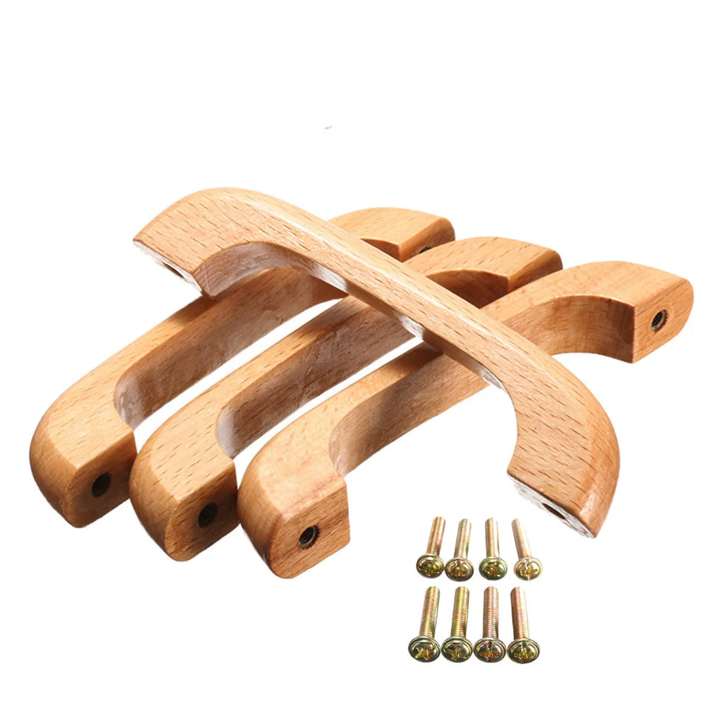 1/4pcs Round Wooden Drawer Cabinet Pulls Door Handles Cabinet Kitchen Furniture Solid Wood Furniture Handle Knob Furniture