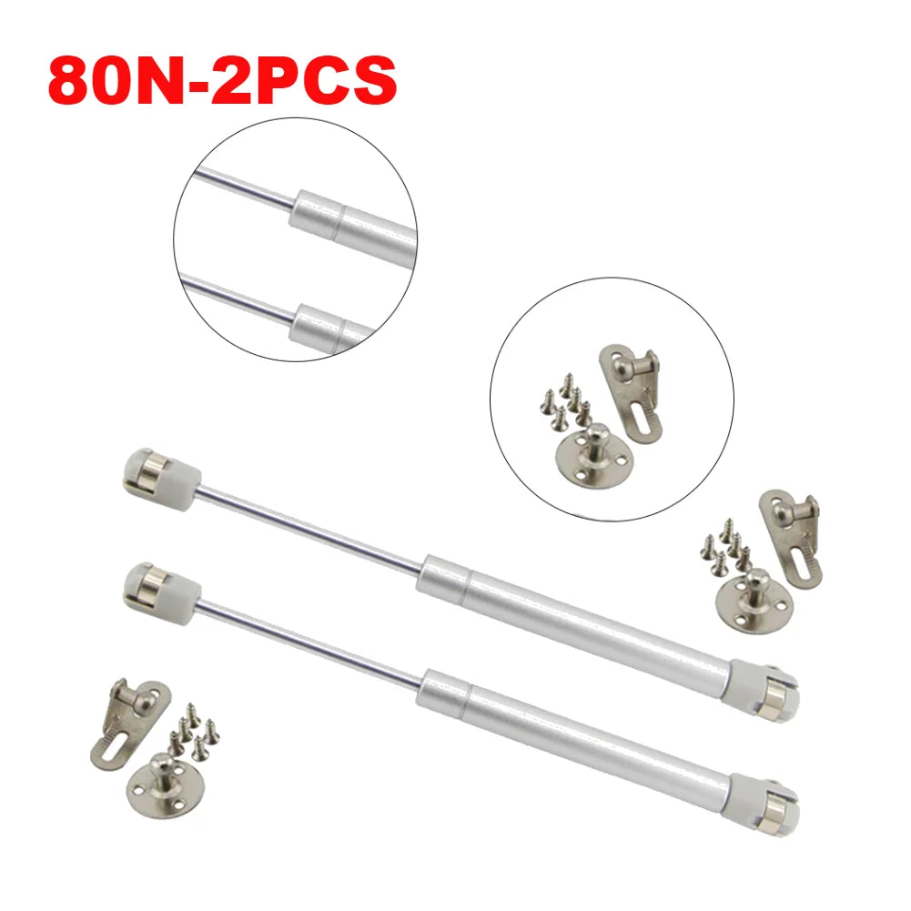 80N/100N 2pc Pneumatic Support Cabinet Hinges Silent Hydraulic Furniture Door Lift Support Stay Soft Close Open Cabient Hardware