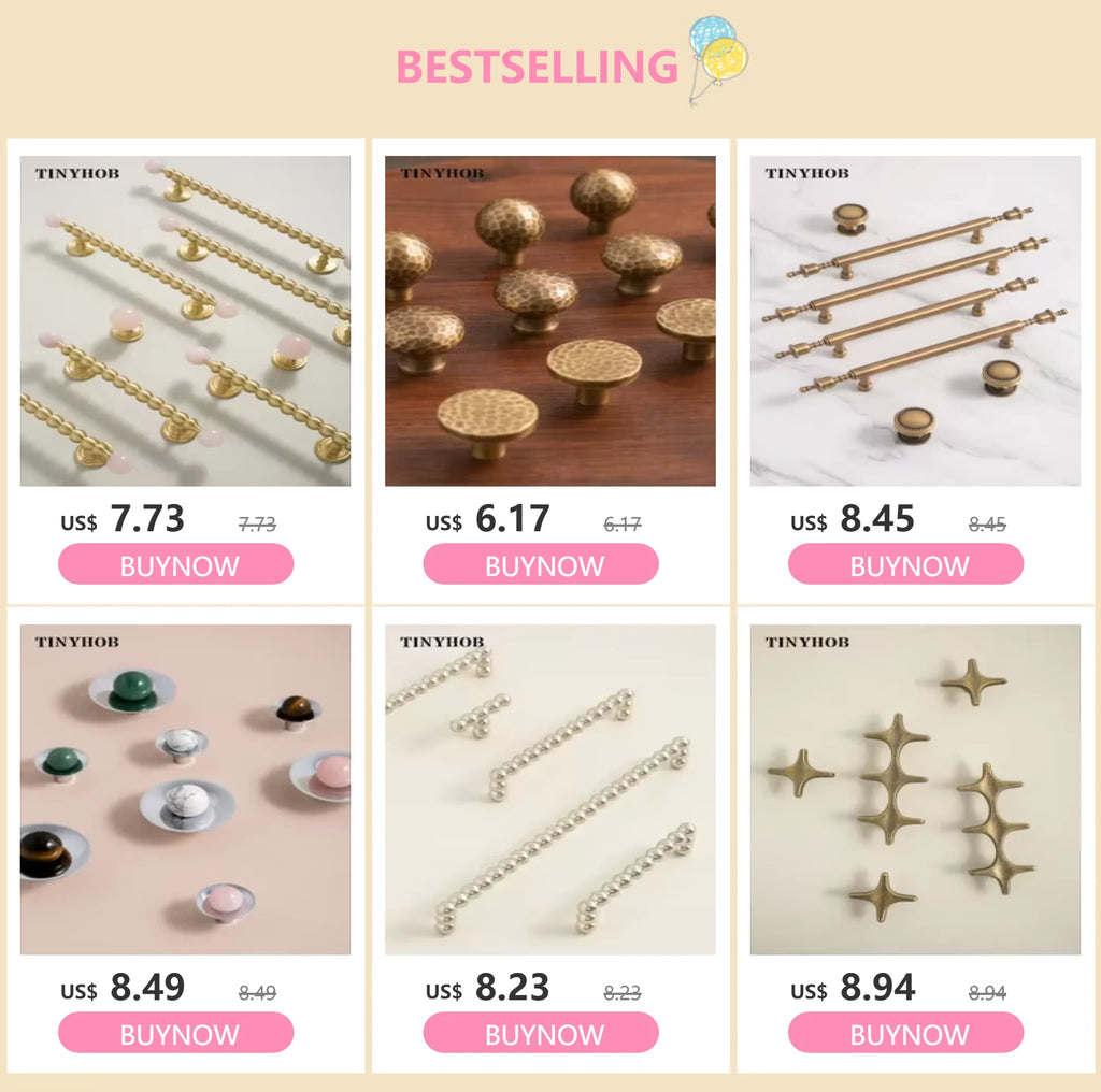 Modern /Solid Brass Furniture Handles for Cabinets and Drawers  Wardrobe Dresser Cupboard / Bedroom Drawers Knobs and Handles