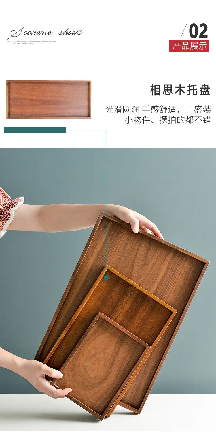 Walnut Wooden Serving Tray Tea Cup Saucer Trays Fruit Plate Storage Pallet Plate Decoration Japanese Food Rectangular Plate