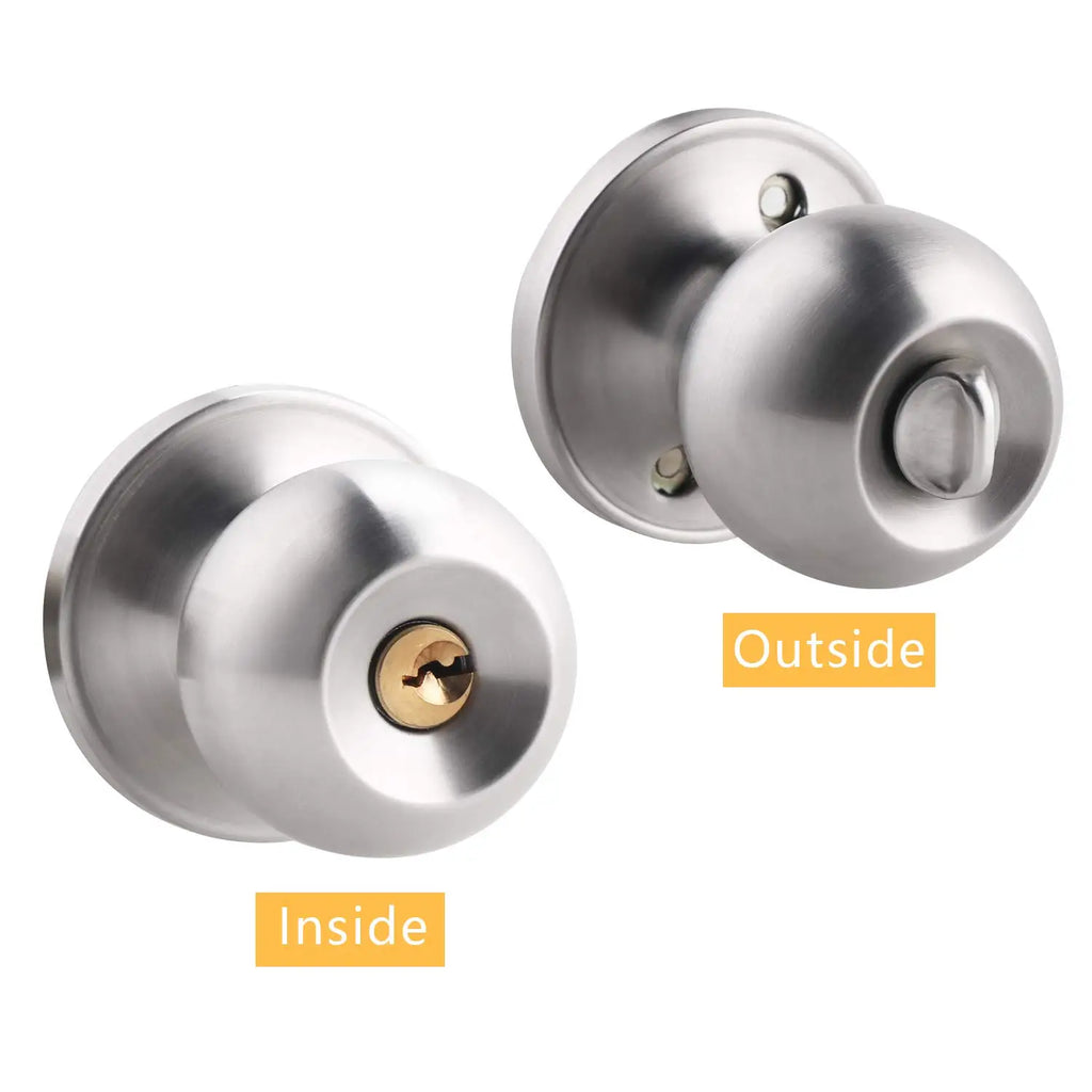 1 Piece Aluminum Alloy Globular Door Knobs Rotation Lock Knobset Handle Metal Door Knob With Key For Bedrooms Living Rooms
