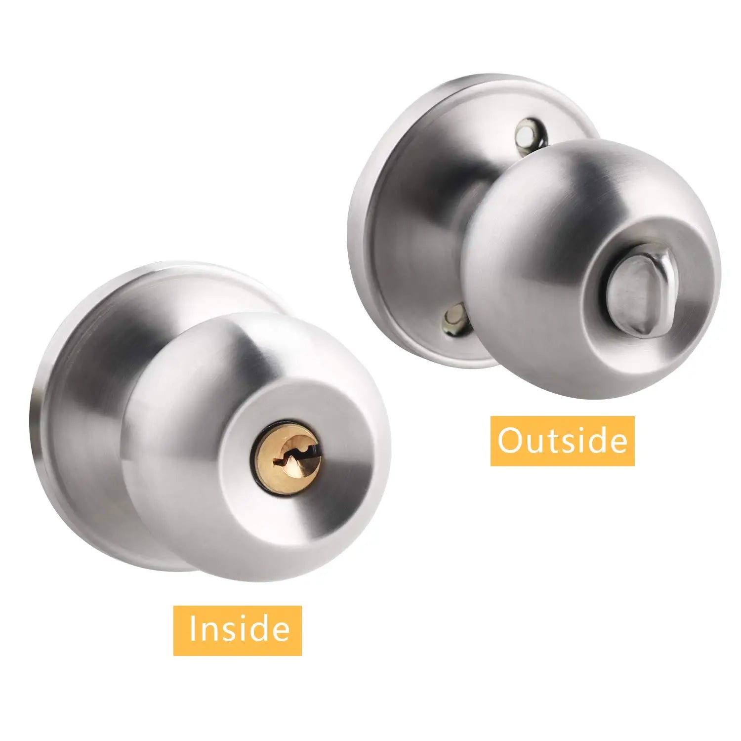 1 Piece Aluminum Alloy Globular Door Knobs Rotation Lock Knobset Handle Metal Door Knob With Key For Bedrooms Living Rooms