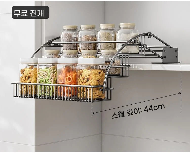 Pull-Down Cabinet Organizer Kitchen Vertical Lift  Multi-layer Spice Rack No-Drill Space Saving Heavy Duty Metal Rack holder New