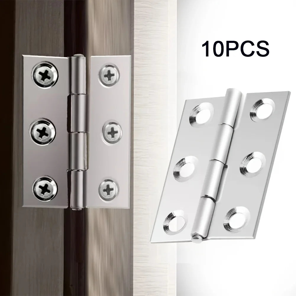 10pcs Stainless Steel Door Hinges Cabinet Doors Windows Wooden Box Flat Hinge Home Furniture Hardware Accessories