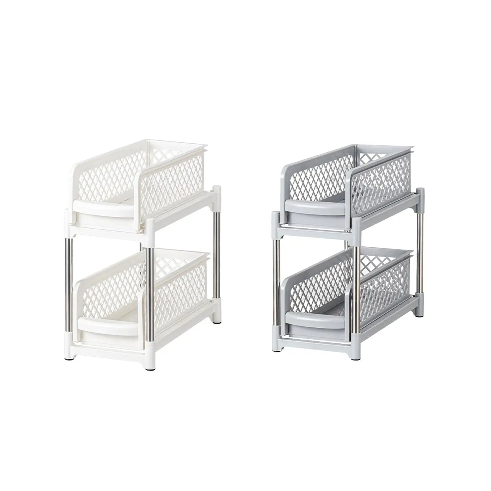 under Sink Organiser Sliding Kitchen Cabinet Organizer Sturdy Stainless Steel Bathroom 2 Tier Pull Out Cabinet Organizer