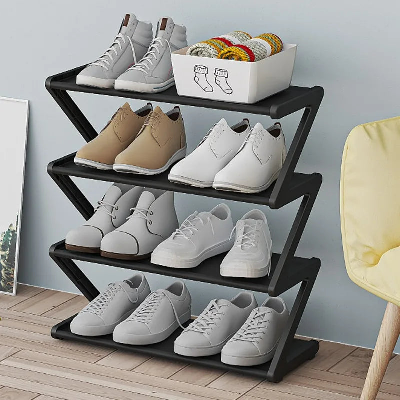Shoe Rack Organizer Space Saving Shoes Organizer Free Standing Z-shaped Rack Multi-layer Assembly Storage for Home Dormitory