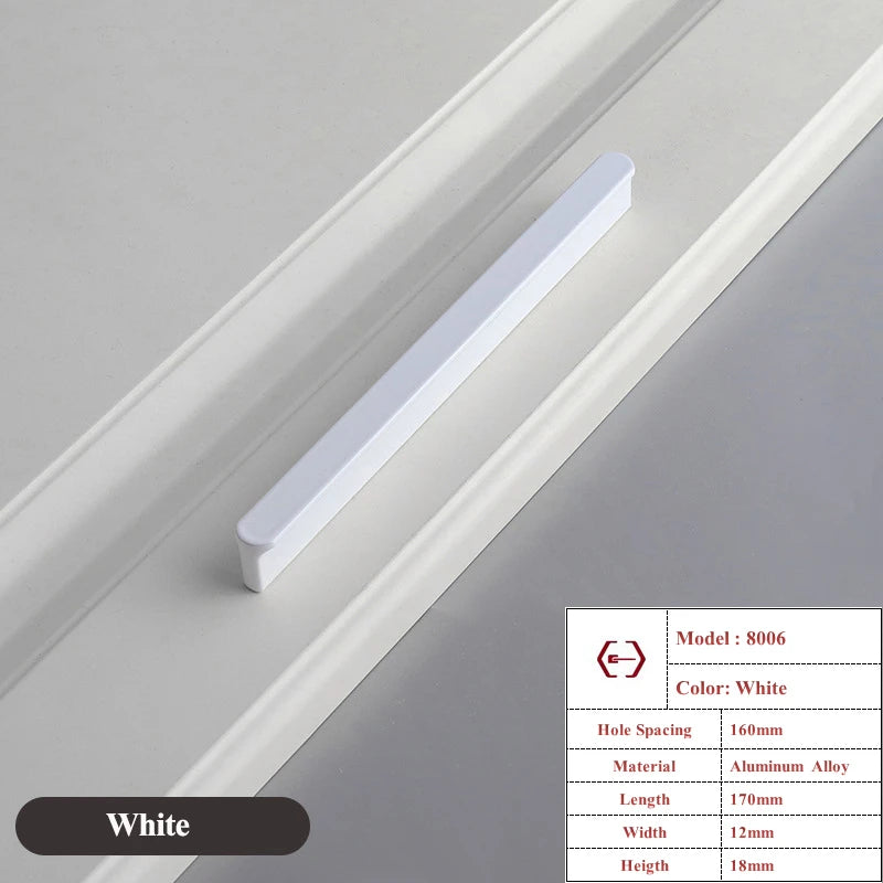 Modern Simple White Long Cabinet Handle Kitchen Cupboard Furniture Length Door Handle  Wardrobe Closet Hardware Drawer Pull Knob