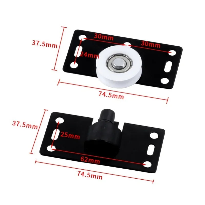 2 Set Wardrobe Sliding Door Roller Cabinet Pulley Cupboard Casters Closet Sliding Doors Wheel Aluminum Rail Runners Hardware