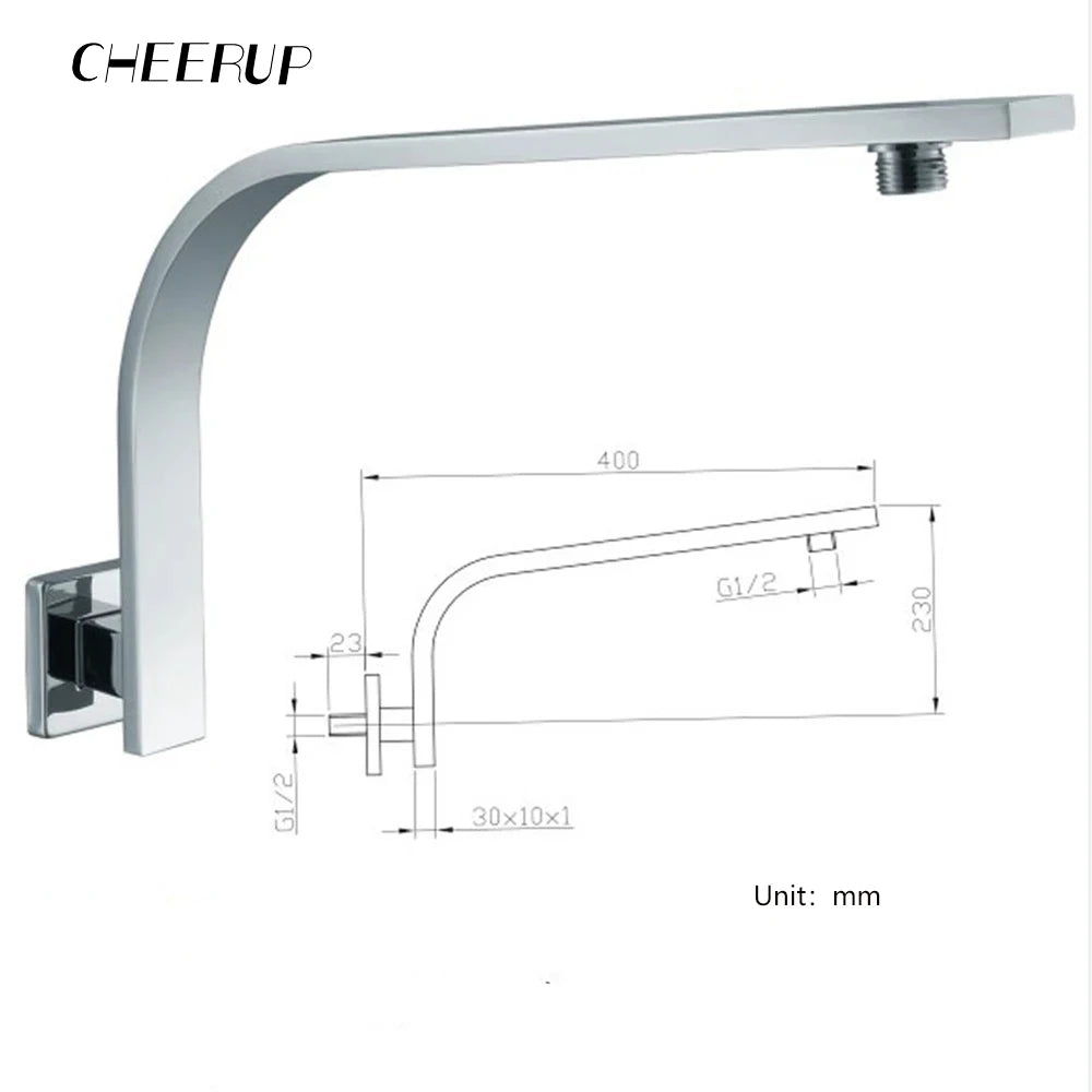 40cm Brass Wall Shower Extension Arm Mounted Bathroom Rainfall Head Elbow Bracket Pipe Bath Tube Bathroom Hardwares Accessories.