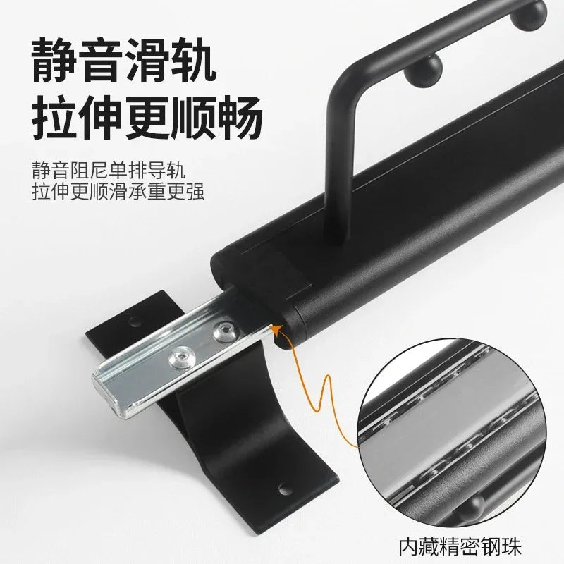 1pcs Retractable Closet Pull Out Rod Closet Valet Rod Extending Rail Pull Out Hanger Closet Valet Rod Rail Pants Hanger