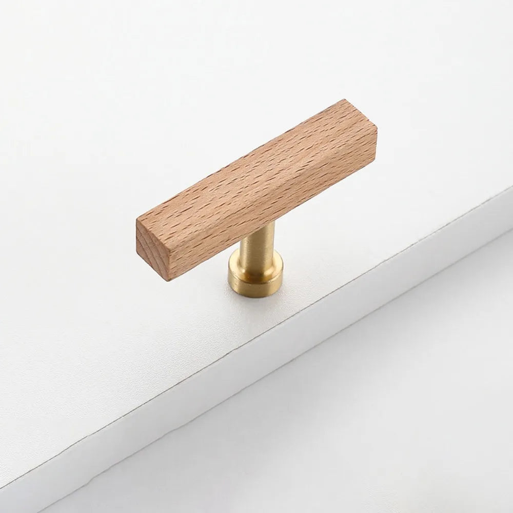 High-End Walnut Wood Wood Cabinet Handles Beech Wood Luxury Design Door Knobs Modern Minimalist Drawer Pulls Dresser