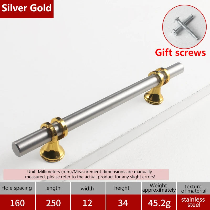 Modern Black Gold Cabinet Handles - Solid Drawer Knobs For Kitchen Furniture With Zinc Alloy Material