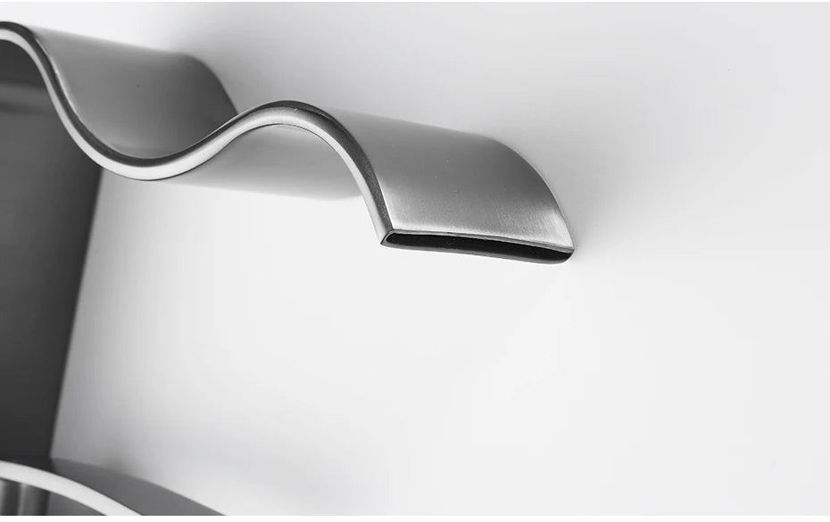 Basin Faucet Waterfall Black with Brushed Bathroom Basin sink Faucet Cold and Hot Water Mixer Single Handle Bathroom Taps 855951
