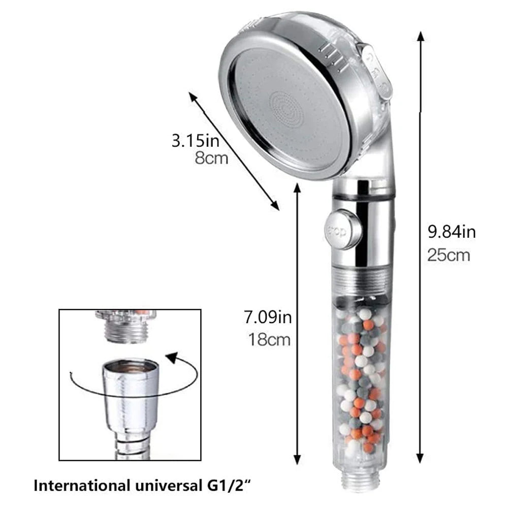 Bathroom Water Therapy Shower Negative Ion SPA Shower Head Water Saving Rainfall Shower Filter Head High Pressure Bath Spray