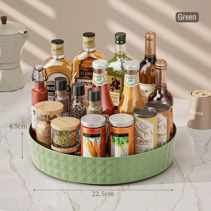 1Pc Kitchen Storage Spice Rack 360 Degree Rotating Cabinet Storage Rack Tray Cosmetic Storage Rack Non-slip Spice Round Rack