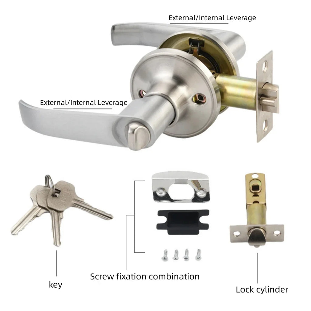 Household Door Handle Lock Round Security Privacy Sliding Front Doors Entrance Keyed Locks for Bedroom Living Room