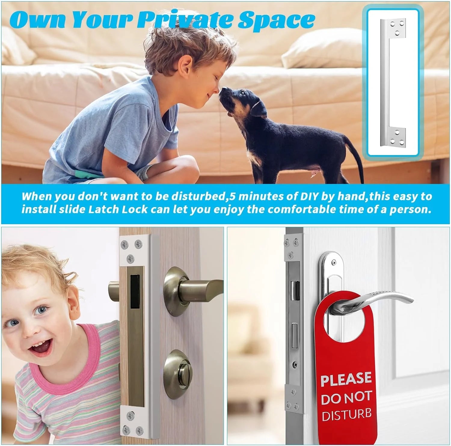Door Latch Guard Plate Outswing Door Security Protector Door Latch Shield Cover to Block Access to The Door Lock/Deadbolt Latch