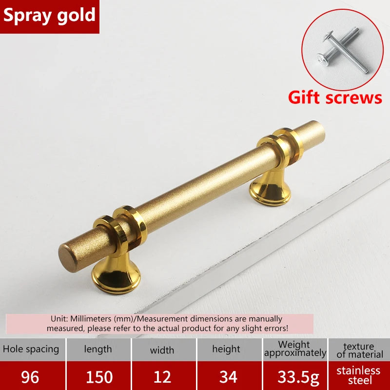 Modern Black Gold Cabinet Handles - Solid Drawer Knobs For Kitchen Furniture With Zinc Alloy Material