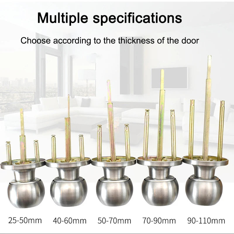 Interior Round Ball Door Knobs, Key Handles, Stainless Steel Locksets for Bathroom, Bedroom