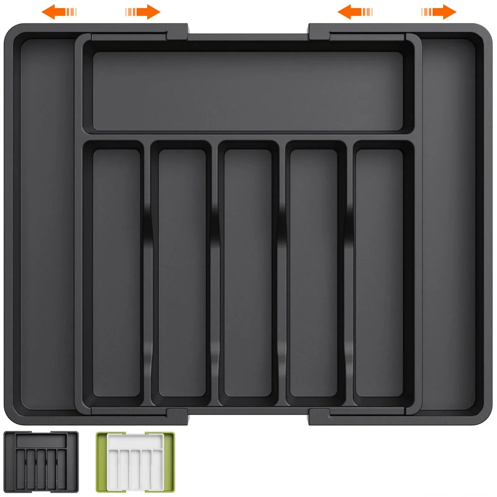 Adjustable Kitchen Storage Organizer Tray – Plastic Multifunctional Drawer Organizer for Kitchen Counter Utensils