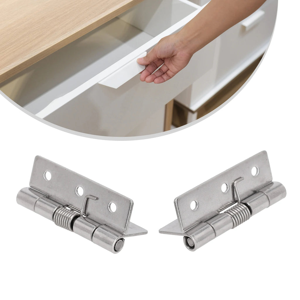 2pcs 1/1.5/2/3Inch Silver Spring Door Hinge Stainless Steel Self Closing Design Windows Cabinets Boxes Household Hardware