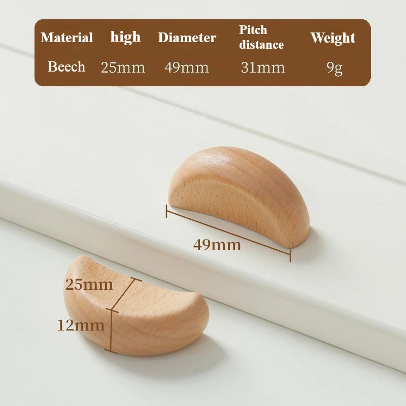 Log wood color cabinet wardrobe door handle modern simple wooden solid wood children's cabinet drawer handles