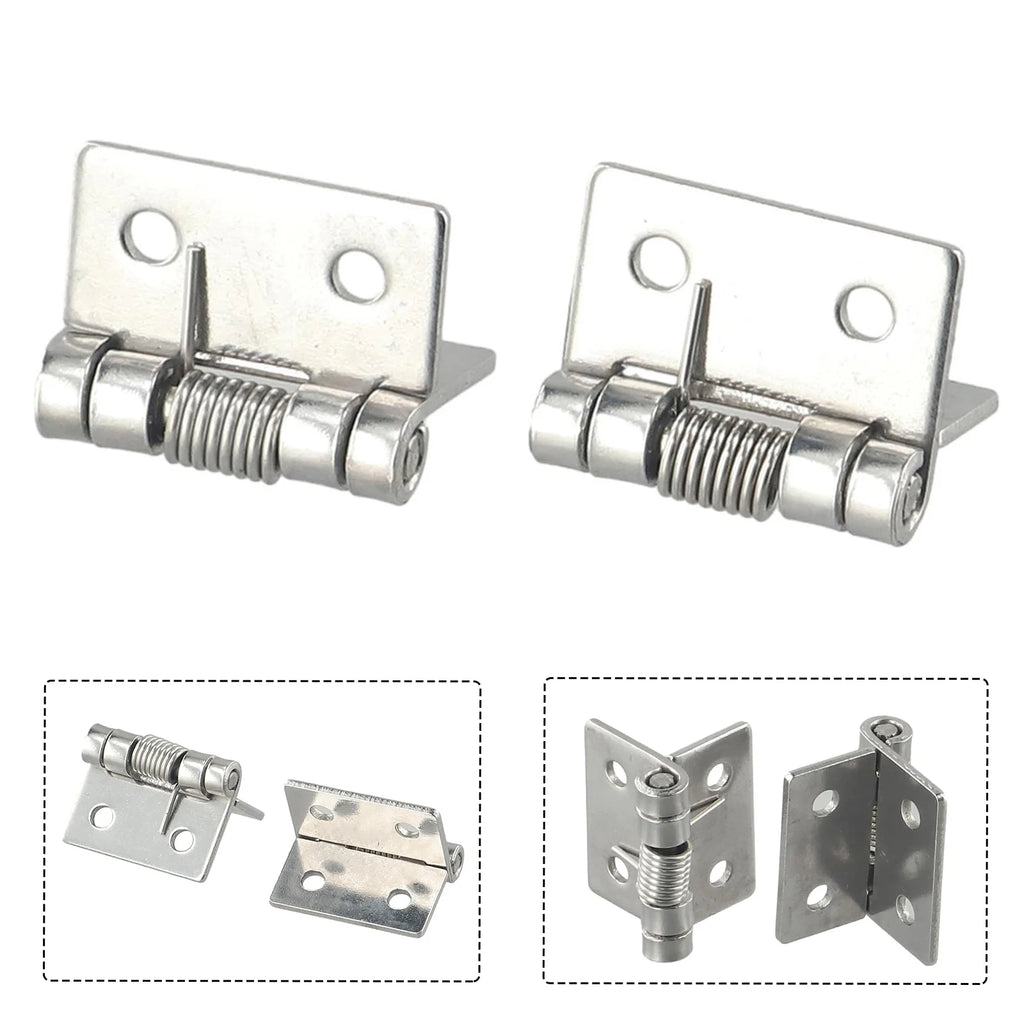 2pcs 1/1.5/2/3Inch Silver Spring Door Hinge Stainless Steel Self Closing Design Windows Cabinets Boxes Household Hardware