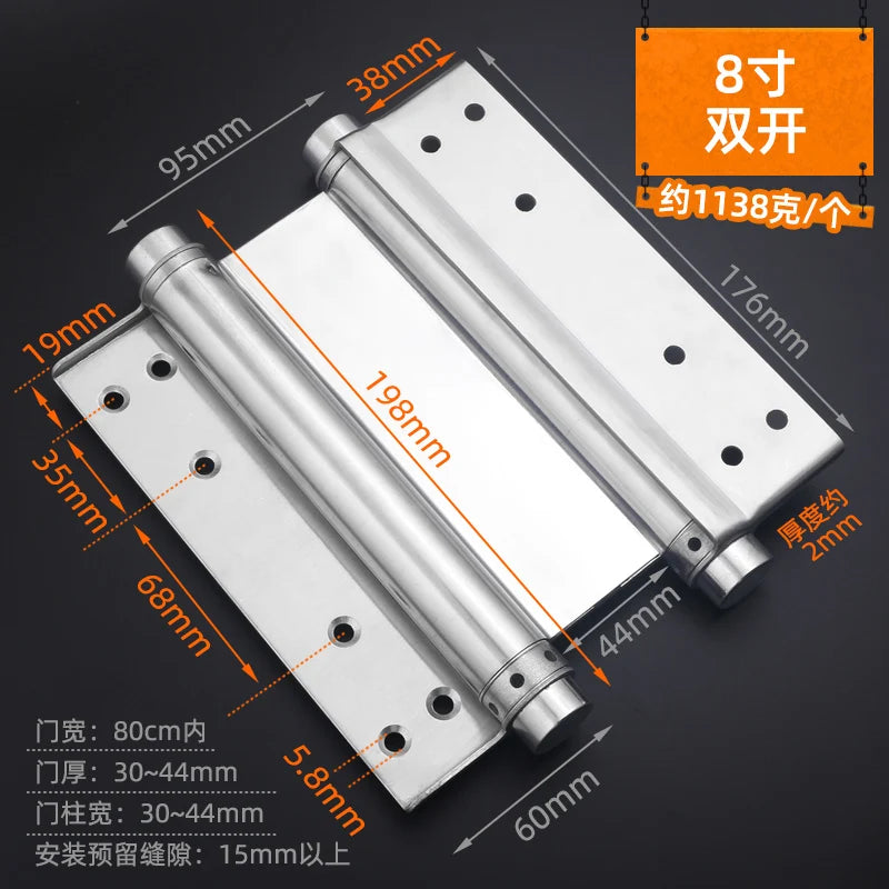 Stainless Steel Automatic Rebound Hinge Invisible Door Self-Closing Door Closer inside and outside Open Two-Way Spring Hinges