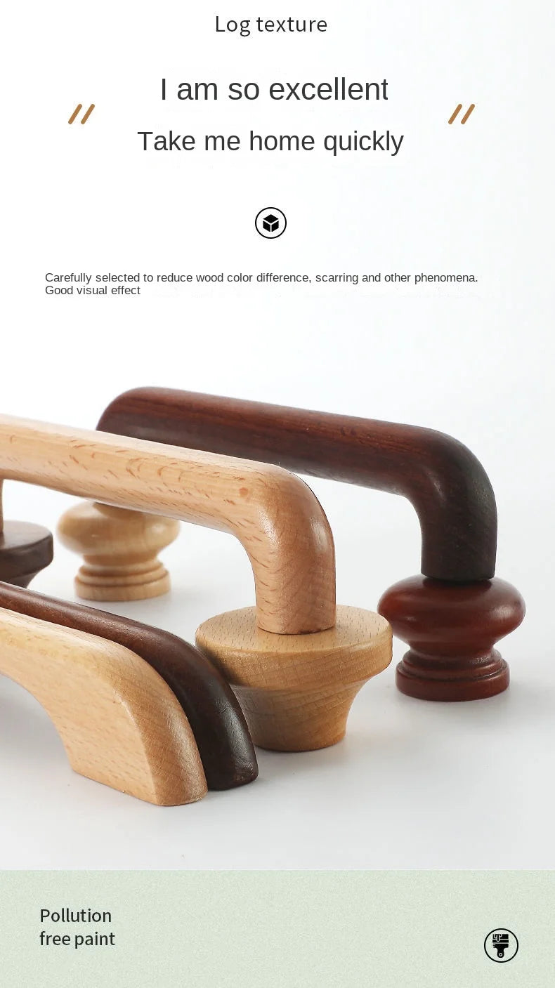 Simple Modern Wooden Cabinet Round Single-hole Handle Drawer Door Kitchen Shoe Cabinet Solid Wood Log Handle