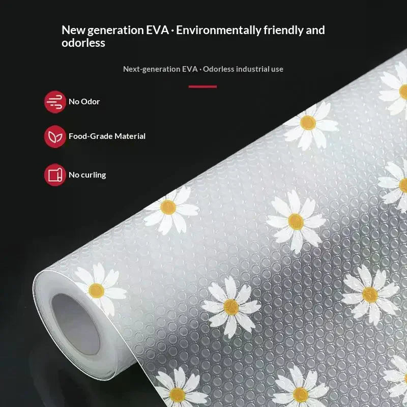 Flower Kitchen Cabinet Mat Reusable Drawer Mat Kitchen Dining Table Mat Insulation Mat Waterproof Moisture-proof Drawer Mat