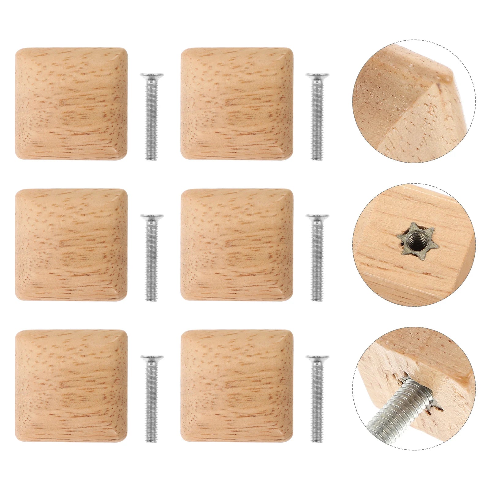 10pcs Solid Wood Cabinet Handles Wooden Pull Bar for Drawer Cabinet Knobs Household Door Handle Square Design Durable Easy