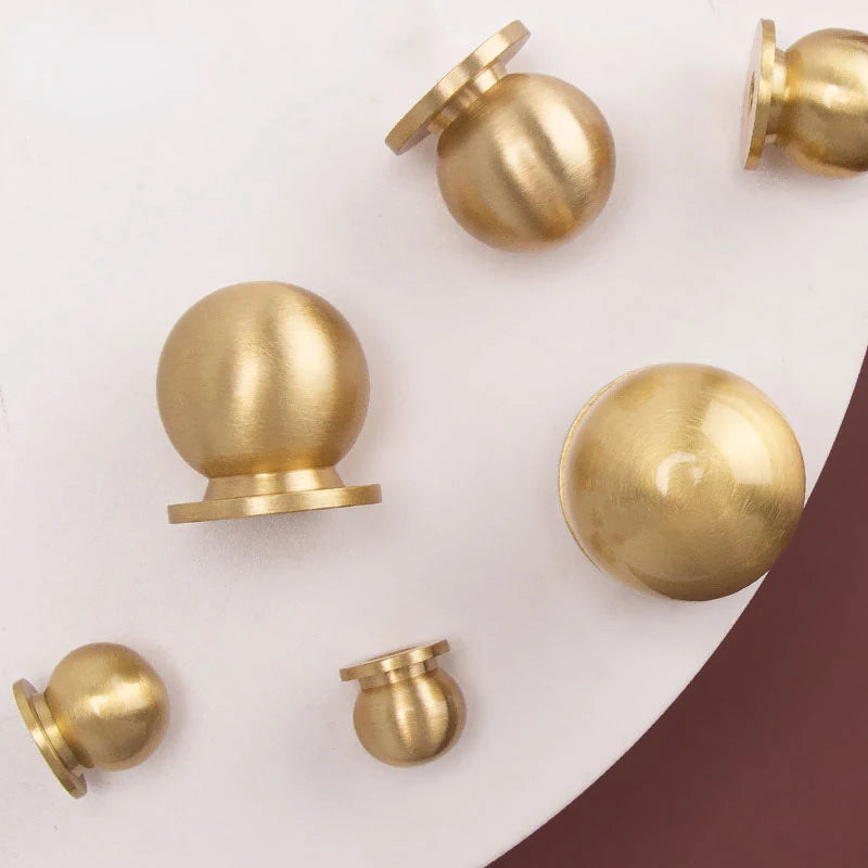 Home Wardrobe Door Pull Round Solid Brass Pulls Antique Cabinet Drawer Small Handles Modern Furniture Handles Single Hole Knobs