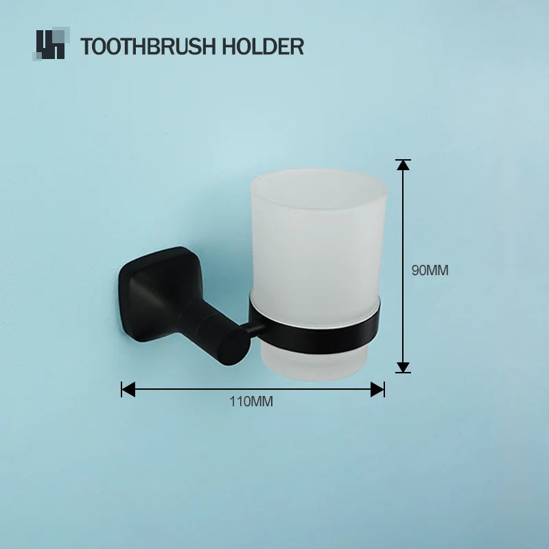 Black Bathroom Accessories Stainless Steel Wall Mounted Bath Towel Holder Robe Hook Toilet Brush Paper Towel Holder Pendant